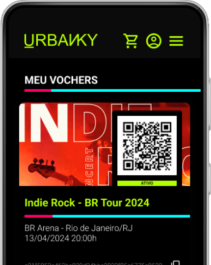 Celular mostrando: Ingressos no seu celular.